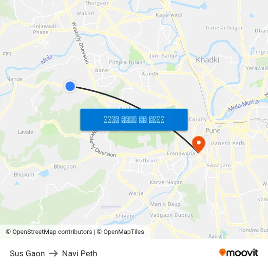 सूस गाव to नवी पेठ map