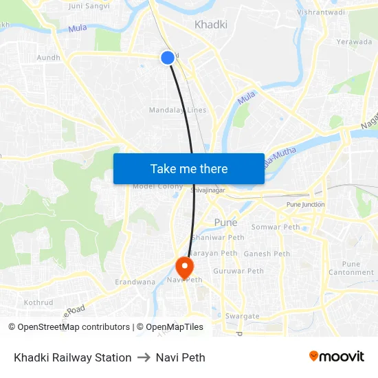 खड़की रेलवे स्टेशन to नवी पेठ map