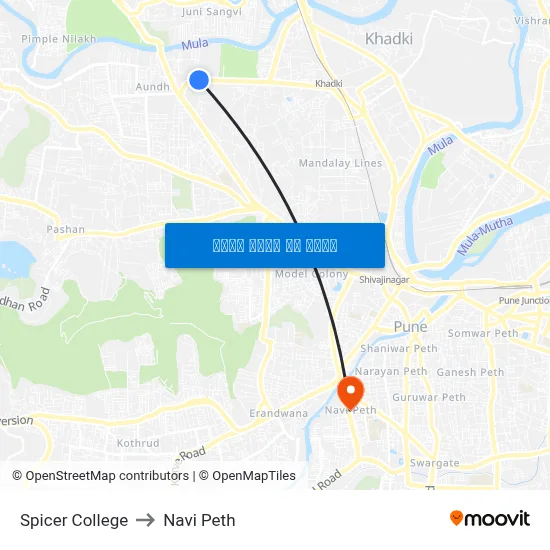 स्पाइसर कॉलेज to नवी पेठ map