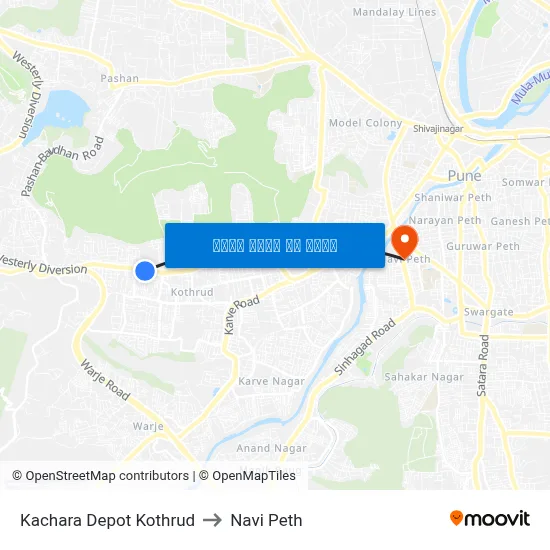 कचरा डेपो कोथरूड to नवी पेठ map