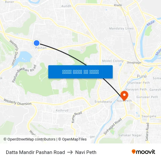 दत्त मंदिर पाषाण रोड to नवी पेठ map