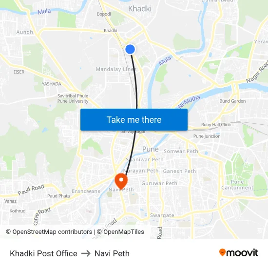 खडकी पोस्ट ऑफिस to नवी पेठ map