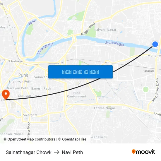 साईनाथनगर चौक to नवी पेठ map