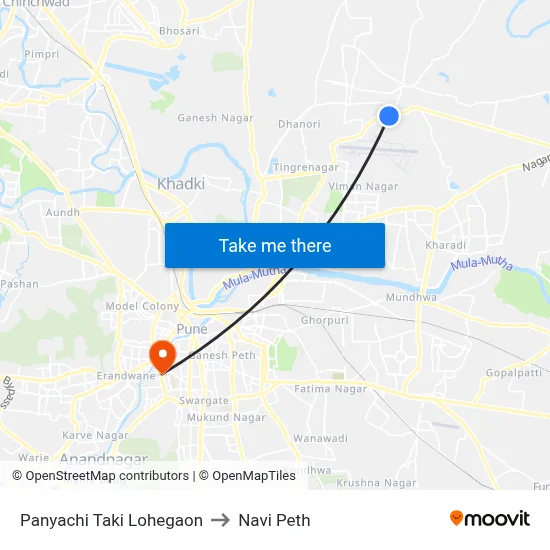 पाण्याची टाकी लोहगाव to नवी पेठ map