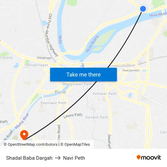 Shadal Baba Dargah to Navi Peth map