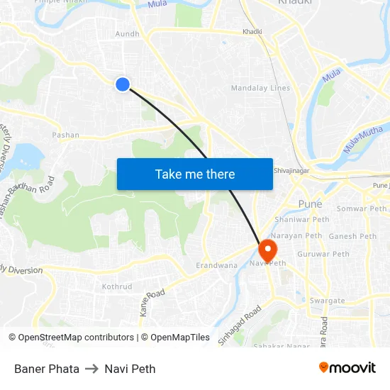 Baner Phata to Navi Peth map