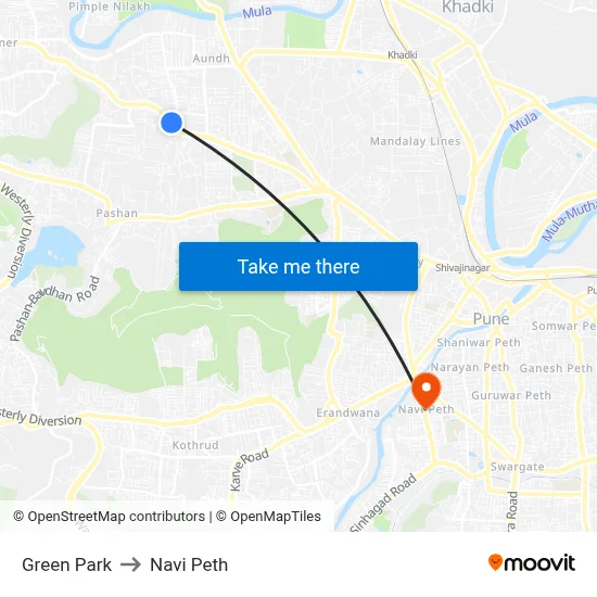 Green Park to Navi Peth map