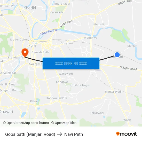 गोपालपट्टी (मांजरी रोड) to नवी पेठ map