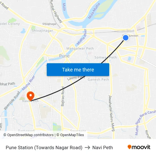 Pune Station (Towards Nagar Road) to Navi Peth map