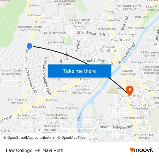 Law College to Navi Peth map