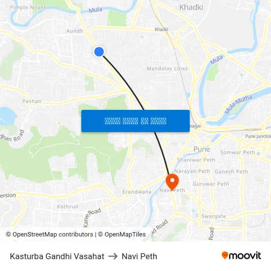 कस्तूरबा गांधी वसाहत to नवी पेठ map