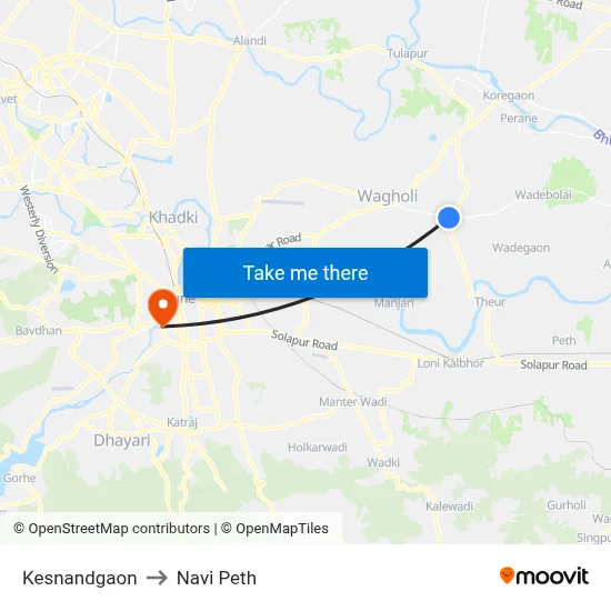 Kesnandgaon to Navi Peth map