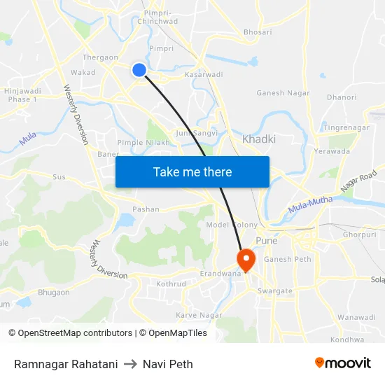 Ramnagar Rahatani to Navi Peth map