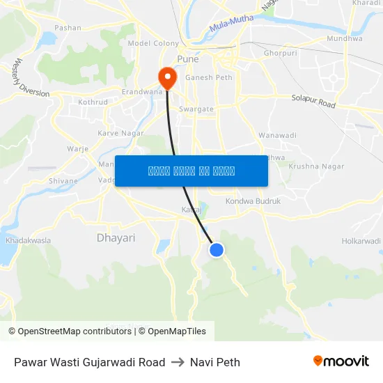 पवार वस्ती गुजरवाड़ी रोड to नवी पेठ map
