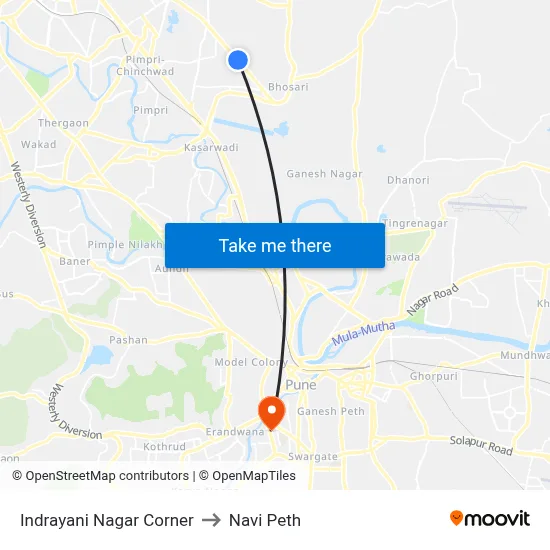 Indrayani Nagar Corner to Navi Peth map