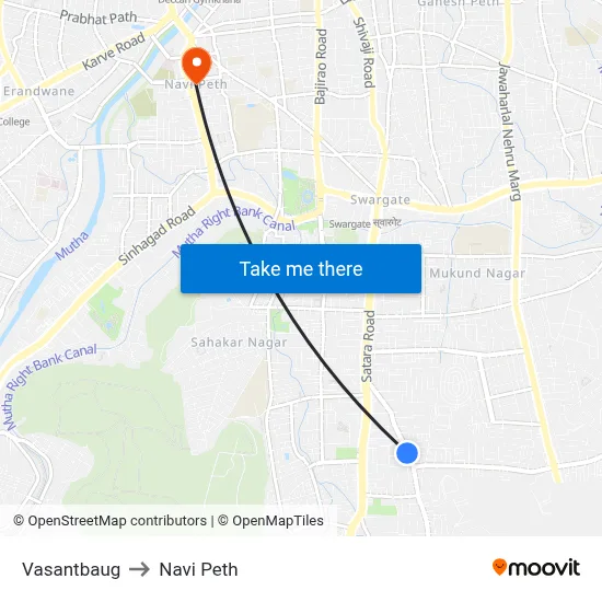 वसंतबाग to नवी पेठ map