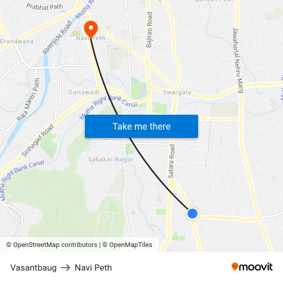 Vasantbaug to Navi Peth map