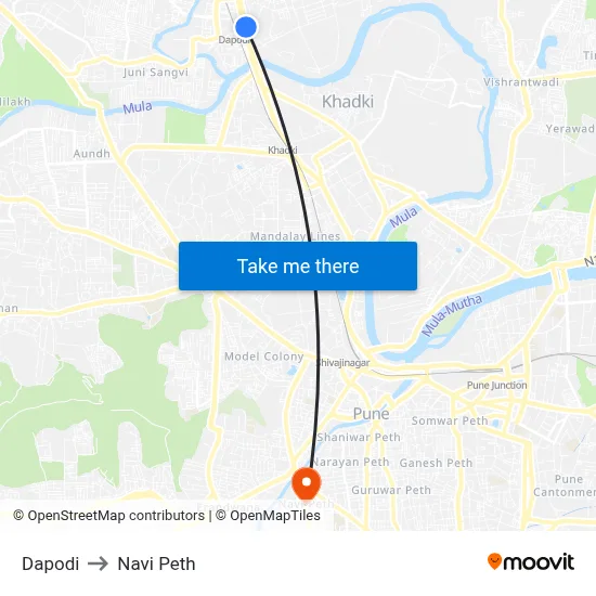 दापोडी to नवी पेठ map