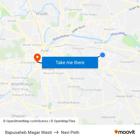 बापूसाहेब मगर वस्ती to नवी पेठ map
