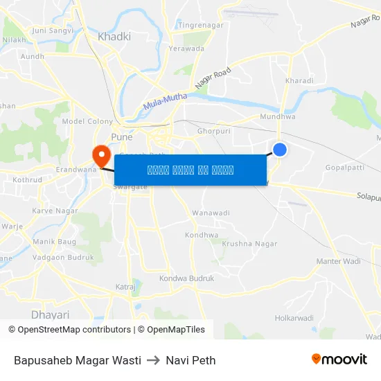 बापूसाहेब मगर वस्ती to नवी पेठ map