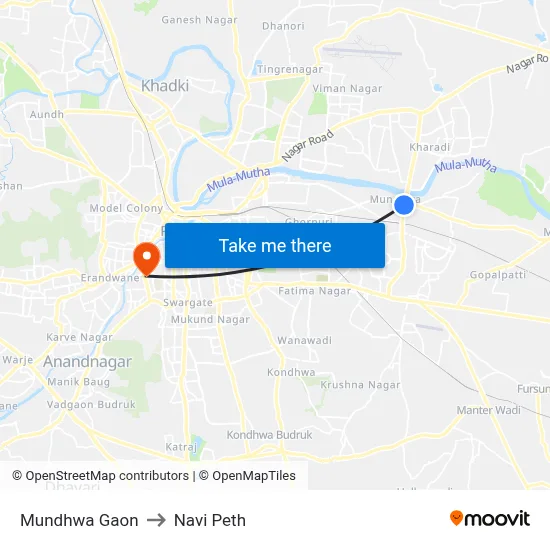 मुंढवा गाँव to नवी पेठ map
