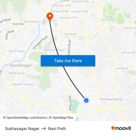 सुखसागर नगर to नवी पेठ map