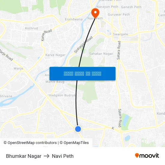 भुमकर नगर to नवी पेठ map