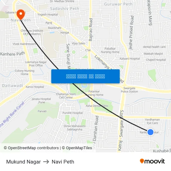 मुकुंद नगर to नवी पेठ map