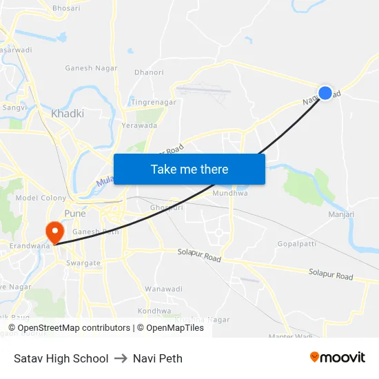 Satav High School to Navi Peth map