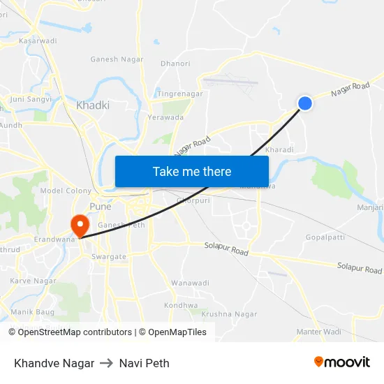 Khandve Nagar to Navi Peth map