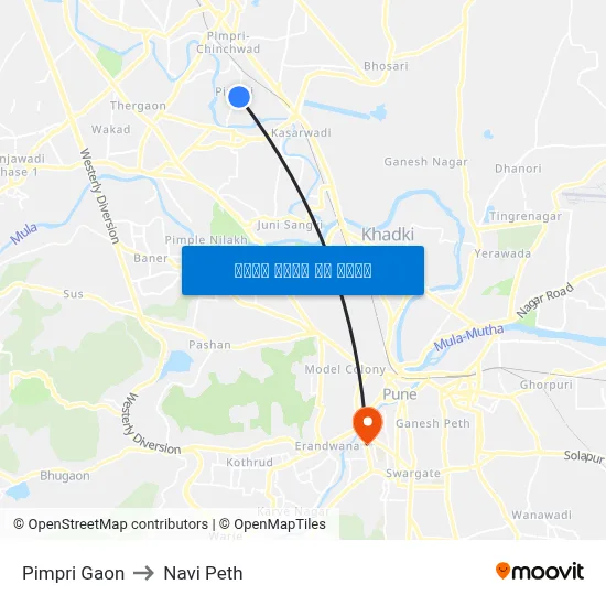 पिंपरी गाव to नवी पेठ map