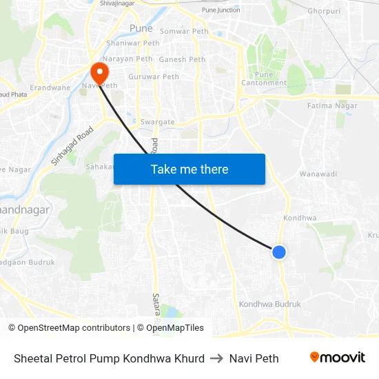 शीतल पेट्रोल पंप कोंढवा खुर्द to नवी पेठ map