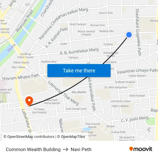 कॉमन वेल्थ बिल्डिंग to नवी पेठ map
