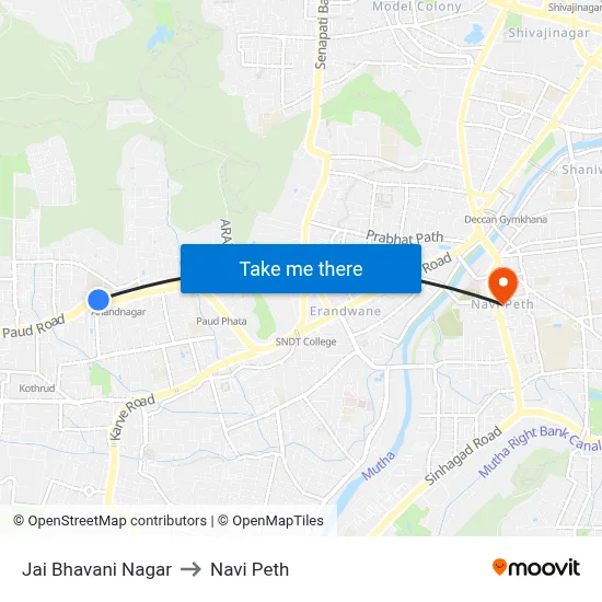 जय भवानी नगर to नवी पेठ map