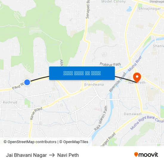 जय भवानी नगर to नवी पेठ map