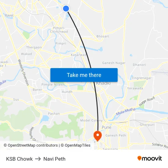 KSB Chowk to Navi Peth map