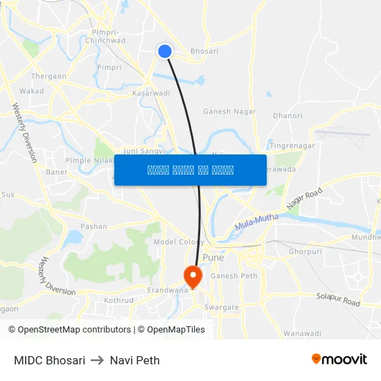 एमआईडीसी भोसरी to नवी पेठ map