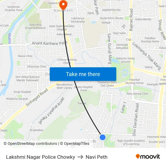 लक्ष्मी नगर पुलिस चौकी to नवी पेठ map