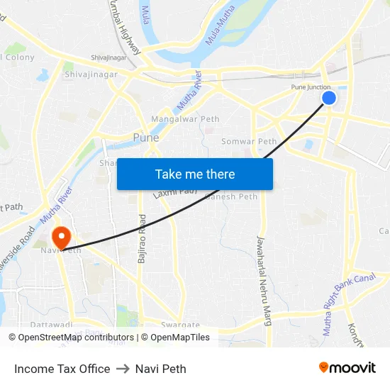 Income Tax Office to Navi Peth map