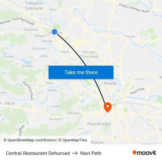 Central Restaurant Dehuroad to नवी पेठ map