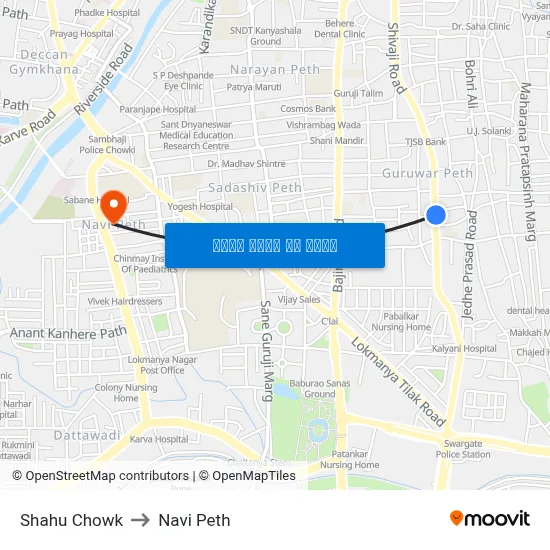 शाहू चौक to नवी पेठ map