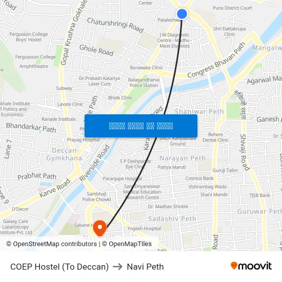 COEP Hostel (To Deccan) to Navi Peth map