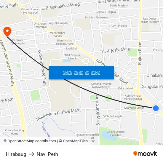 हीराबाग to नवी पेठ map