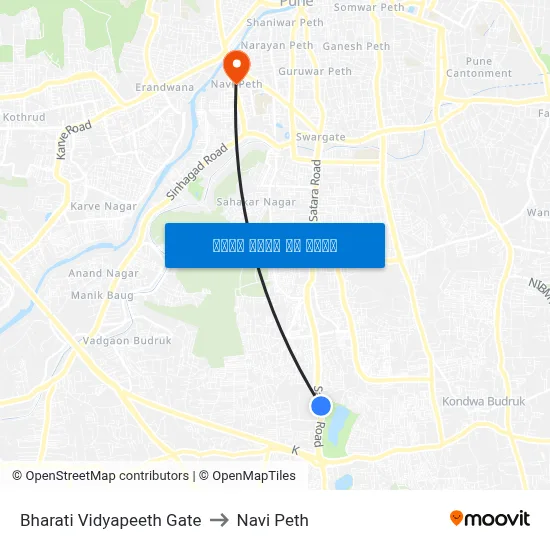 भारती विद्यापीठ गेट to नवी पेठ map