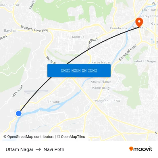 उत्तम नगर to नवी पेठ map