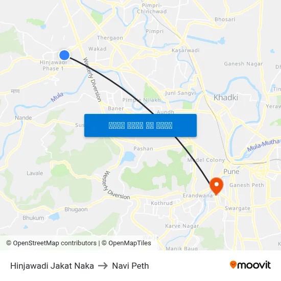 हिंजवाडी जकात नाका to नवी पेठ map