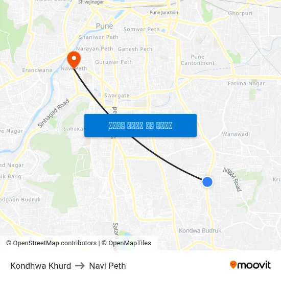 कोंढवा खुर्द to नवी पेठ map