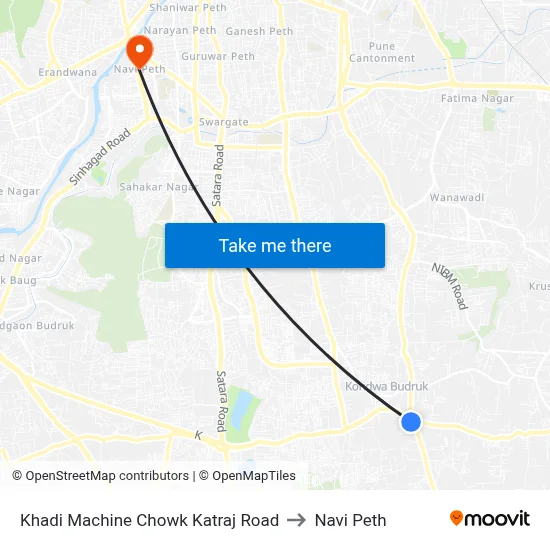 Khadi Machine Chowk Katraj Road to Navi Peth map