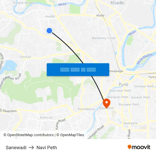 सानेवाडी to नवी पेठ map