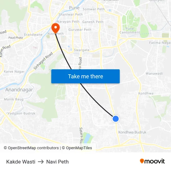 काकडे वस्ती to नवी पेठ map